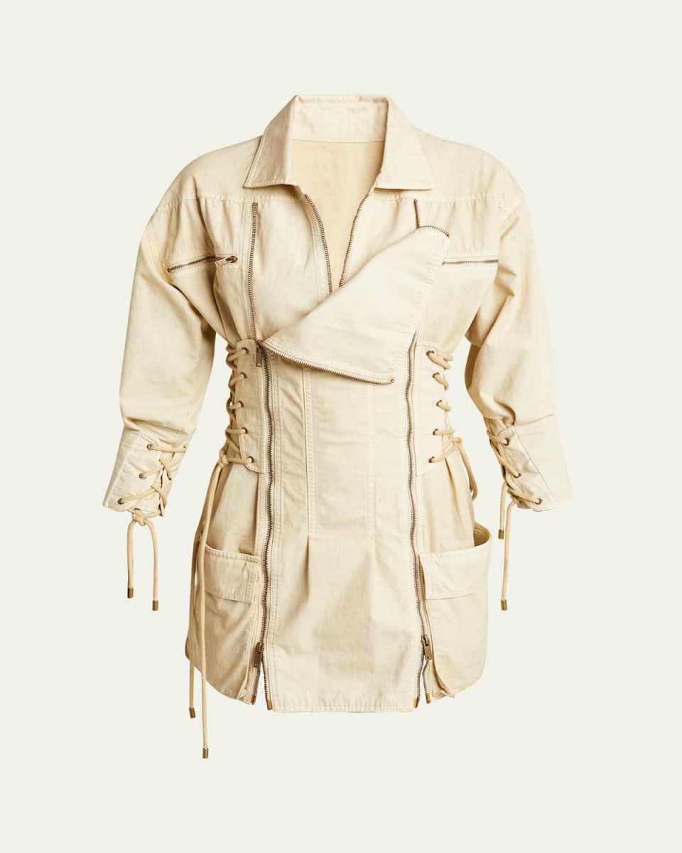 Izarra Corset-Like Lace Up Mini Dress